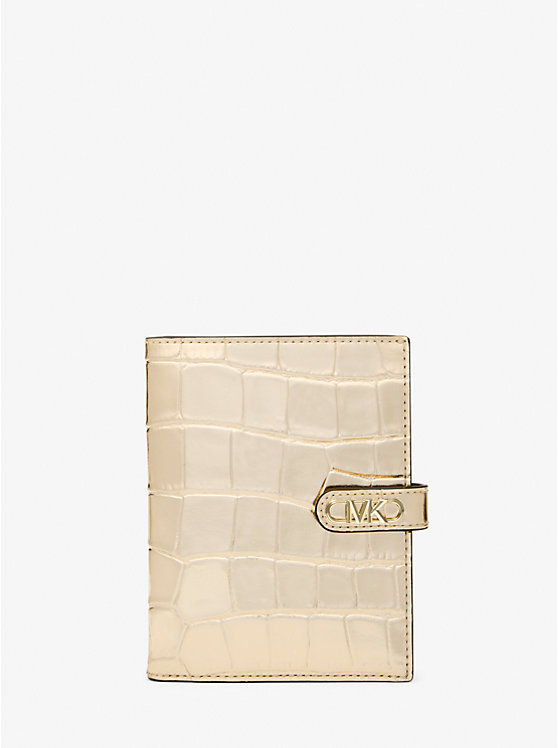 Обложка для паспорта Michael Kors Empire Metallic Crocodile Embossed Leather Michael Kors