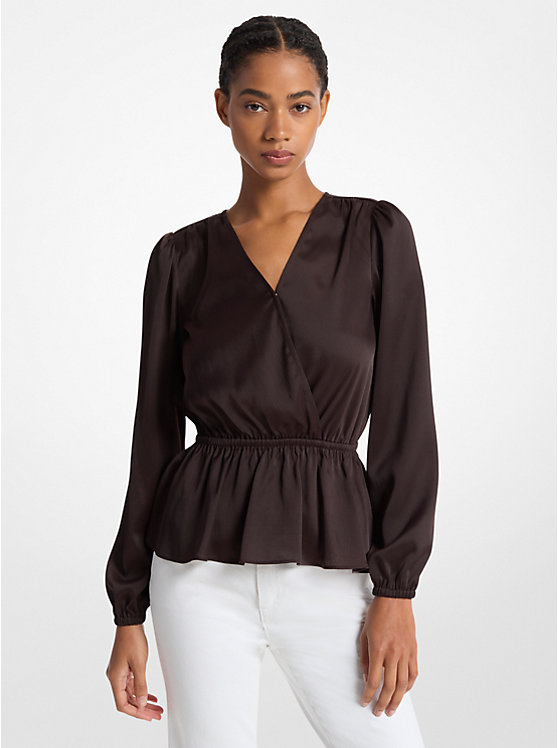 Женский Топ Michael Kors Crinkled Satin Long-Sleeve Michael Kors