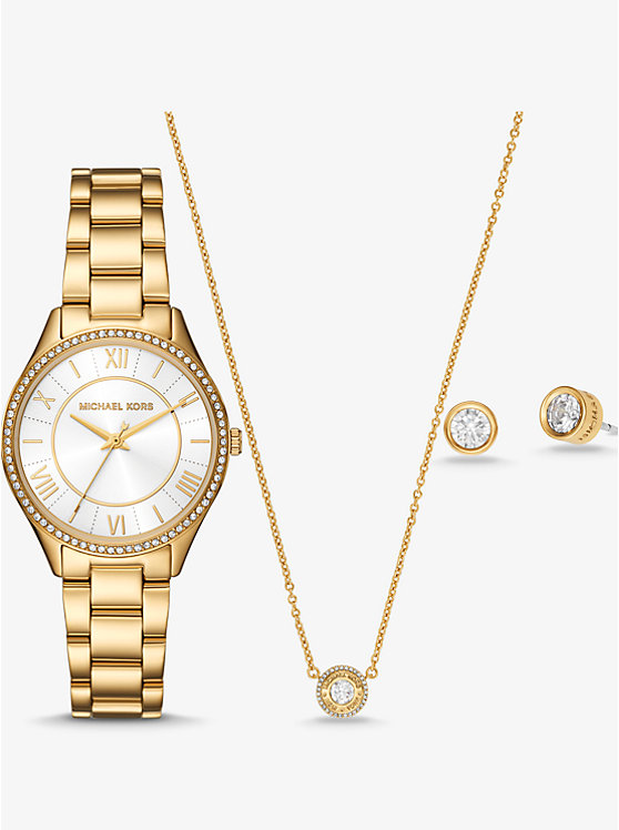 Механические часы Michael Kors Mini Lauryn Gold-Tone Watch and Jewelry Gift Set Michael Kors