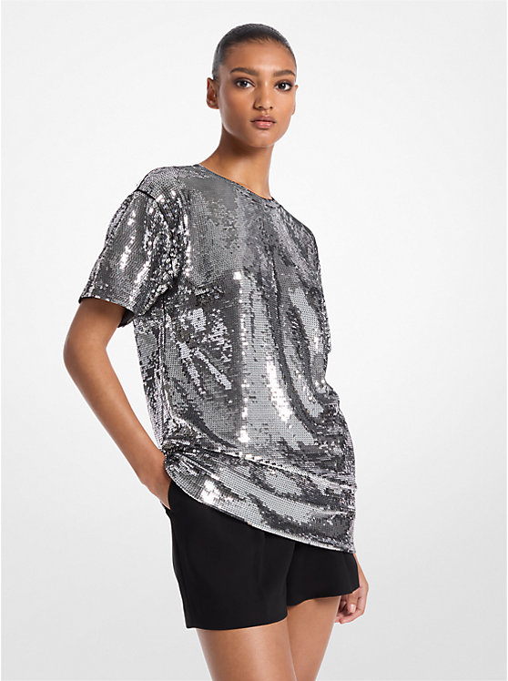 Женская Футболка Michael Kors Sequined Jersey Oversized Michael Kors