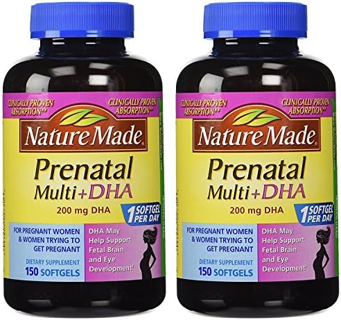 Nature Made Prenatal with Folic Acid + DHA, Prenatal Vitamin and Mineral Supplement for Daily Nutritional Support, 60 Softgels (Мягкие капсулы), 60 Day Supply Nature Made