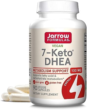 Jarrow Formulas 7-Keto DHEA 100 mg, Dietary Supplement for Fatty Acid and Carbohydrate Metabolism Support, 30 Veggie Capsules, 15-30 Day Supply Jarrow Formulas