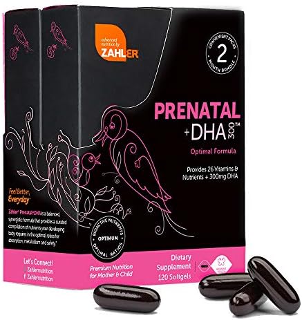 Zahler Prenatal Vitamin with DHA & Folate - DHA Supplements & Prenatal Multivitamin for Mother and Child - Kosher Prenatal DHA Prenatal Vitamins with Iron, Pre Natal Softgels (Мягкие капсулы) 10 Count Zahler