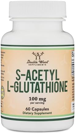 S-Acetyl L-Glutathione Capsules (Капсулы) - 100mg, 60 Count (Acetylated Glutathione Antioxidant - More Absorbable Than Glutathione and Liposomal Glutathione, Non-GMO and Gluten Free) by Double Wood Double Wood Supplements