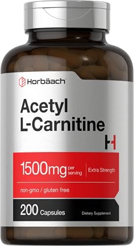 Horbäach Acetyl L-Carnitine 1500mg | 200 Capsules | Extra Strength ALCAR Supplement | Non-GMO, Gluten Free Horbäach