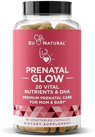 Glow Prenatal Vitamins for Women – 20-in-1 Vital Nutrients for Healthy Pregnancy and Fetal Development – Folic Acid & Vegan DHA For Baby's Growth & A Comfortable Pregnancy – 60 Nourishing Capsules (Капсулы) Eu Natural