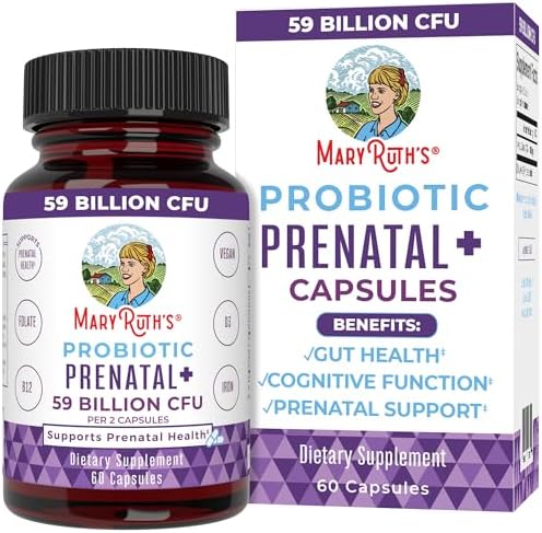 MaryRuth's Prenatal Vitamins & Probiotics | 59 Billion CFU | Vitamin D3 & B12 | Iron | Folate | Selenium | Choline | Vegan | Non-GMO | 60 Capsules (Капсулы) MaryRuth Organics