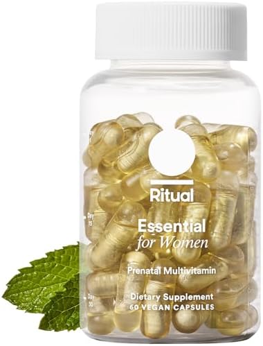 Ritual Essential for Women Prenatal Multivitamin: Folate & Choline for Neural Tube Support, Omega-3 DHA for Fetal Brain Development, Iron, Calcium-Helper D3 & K2, Non-GMO, Vegan, Citrus, 30 Days Ritual