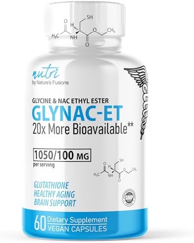 GlyNAC-ET NAC Supplement N-Acetyl Cysteine Ethyl Ester - 20x More Bioavailable Than GlyNAC - Glycine & N-acetylcysteine Ethyl Ester Anti Aging Supplement, Boost Glutathione (60 Capsules (Капсулы)) Nature's Fusions