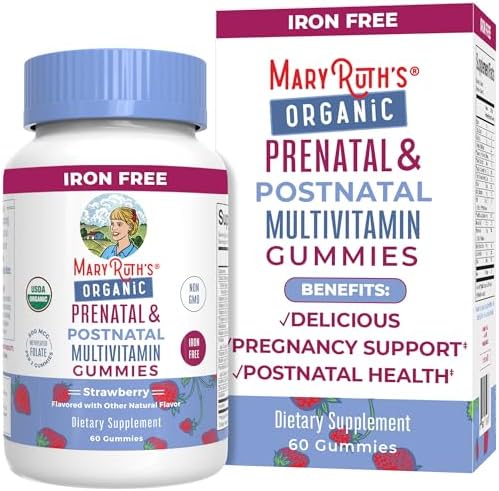 Prenatal Vitamins for Women by MaryRuth's | USDA Organic Prenatal Gummies (Жевательные конфеты) | Postnatal Vitamins for Women Breastfeeding | Methylfolate 800 mcg DFE | Iodine | Vegan | Non GMO | 30 Servings (Порции) MaryRuth Organics