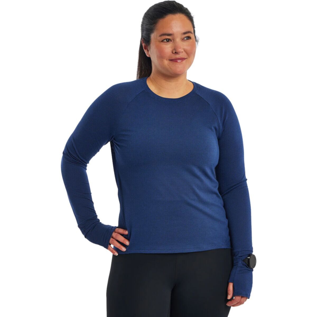 Легкая футболка с длинным рукавом Oiselle Flyout из ткани HoverFit с отверстием для часов Oiselle