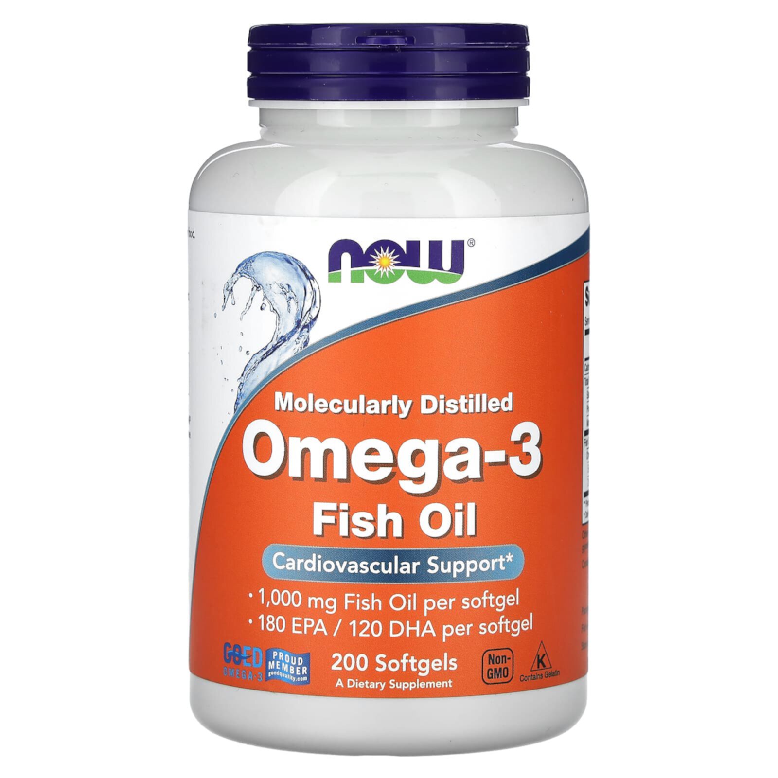 Omega-3 Fish Oil 200 капсул NOW Foods