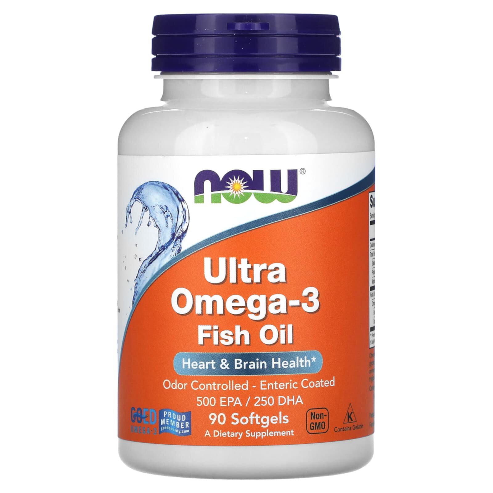 Ultra Omega-3 Fish Oil 90 капсул NOW Foods