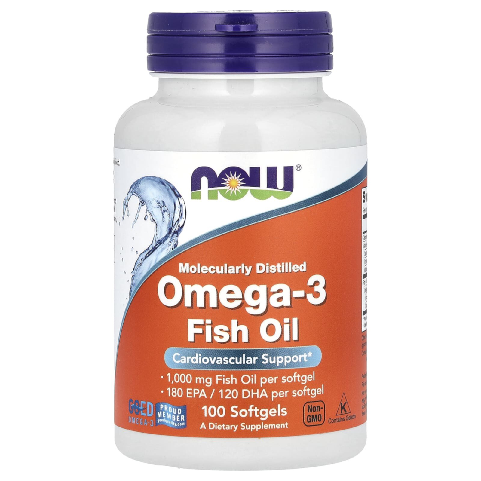 Omega-3 Fish oil 100 капсул NOW Foods