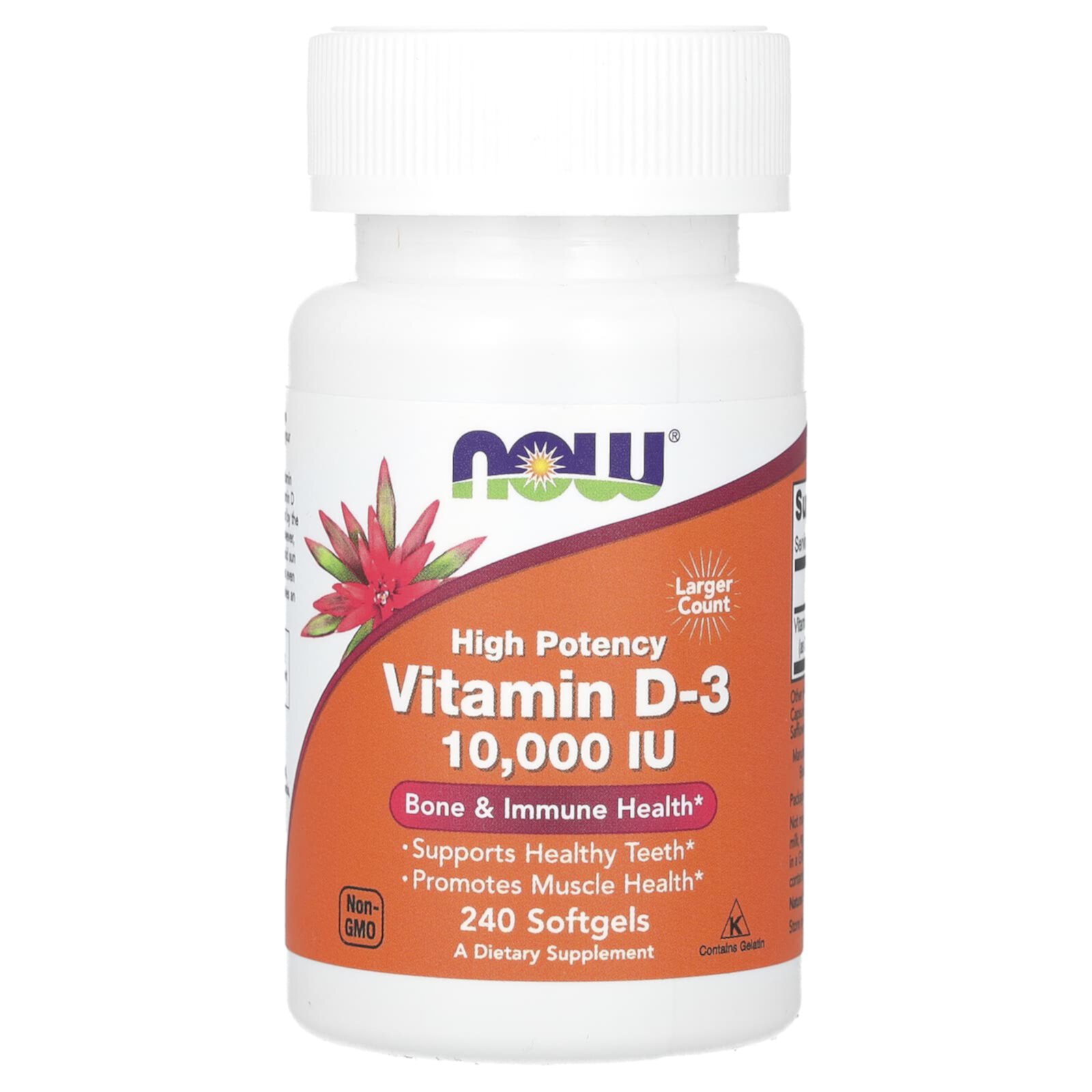 Vitamin D-3 10,000 IU 240 капсул NOW Foods