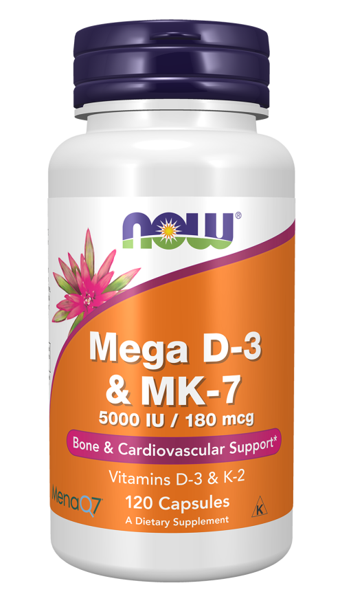 Витамин К капсулы Mega D-3 и MK-7 180 мкг, витамин D-3 5000 МЕ NOW Foods