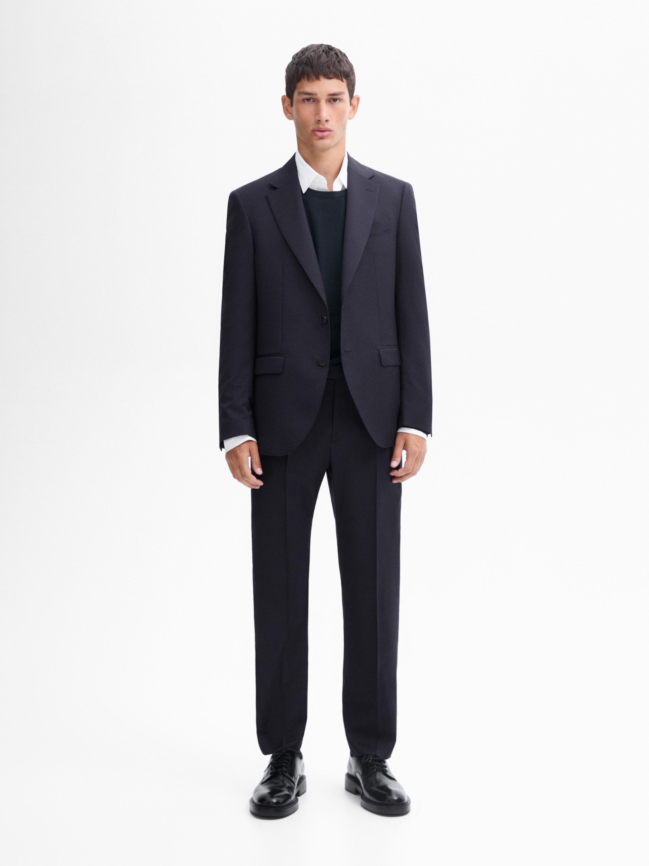 100% wool micro-herringbone suit blazer Massimo Dutti