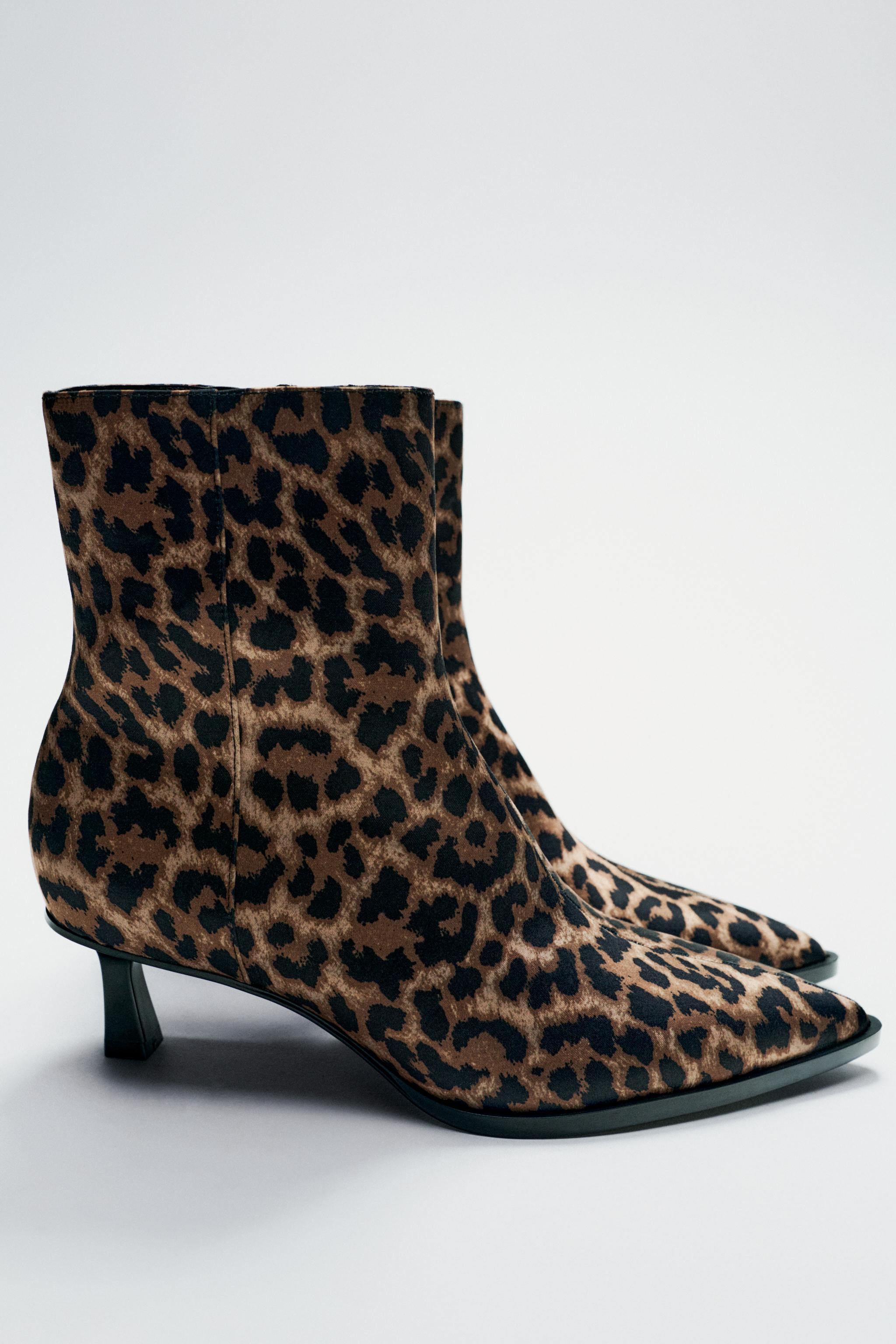 Женские Ботильоны на каблуке Zara ANIMAL PRINT KITTEN HEEL ZARA