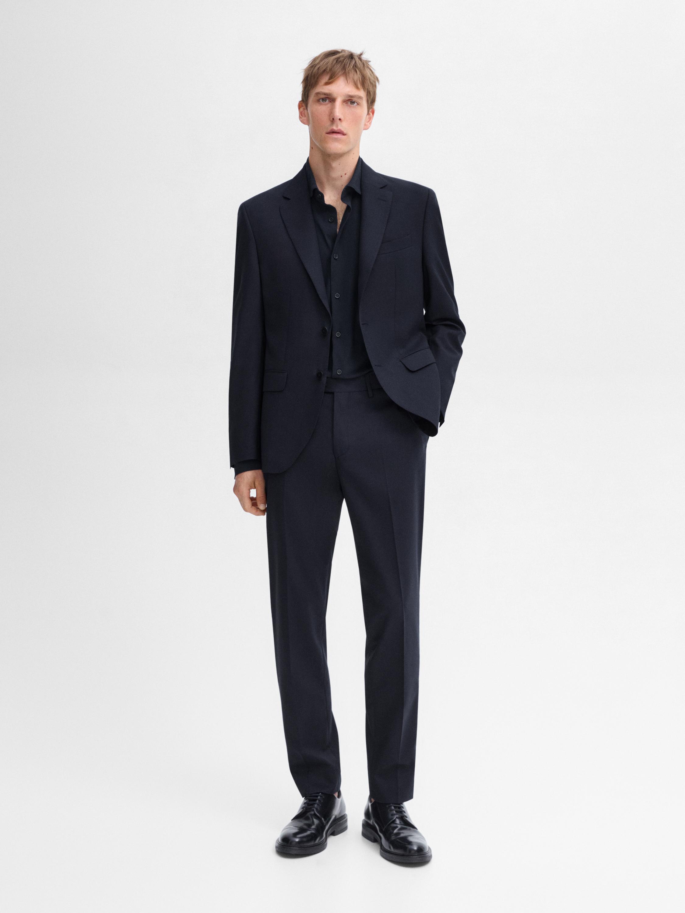 False plain wool suit blazer Massimo Dutti