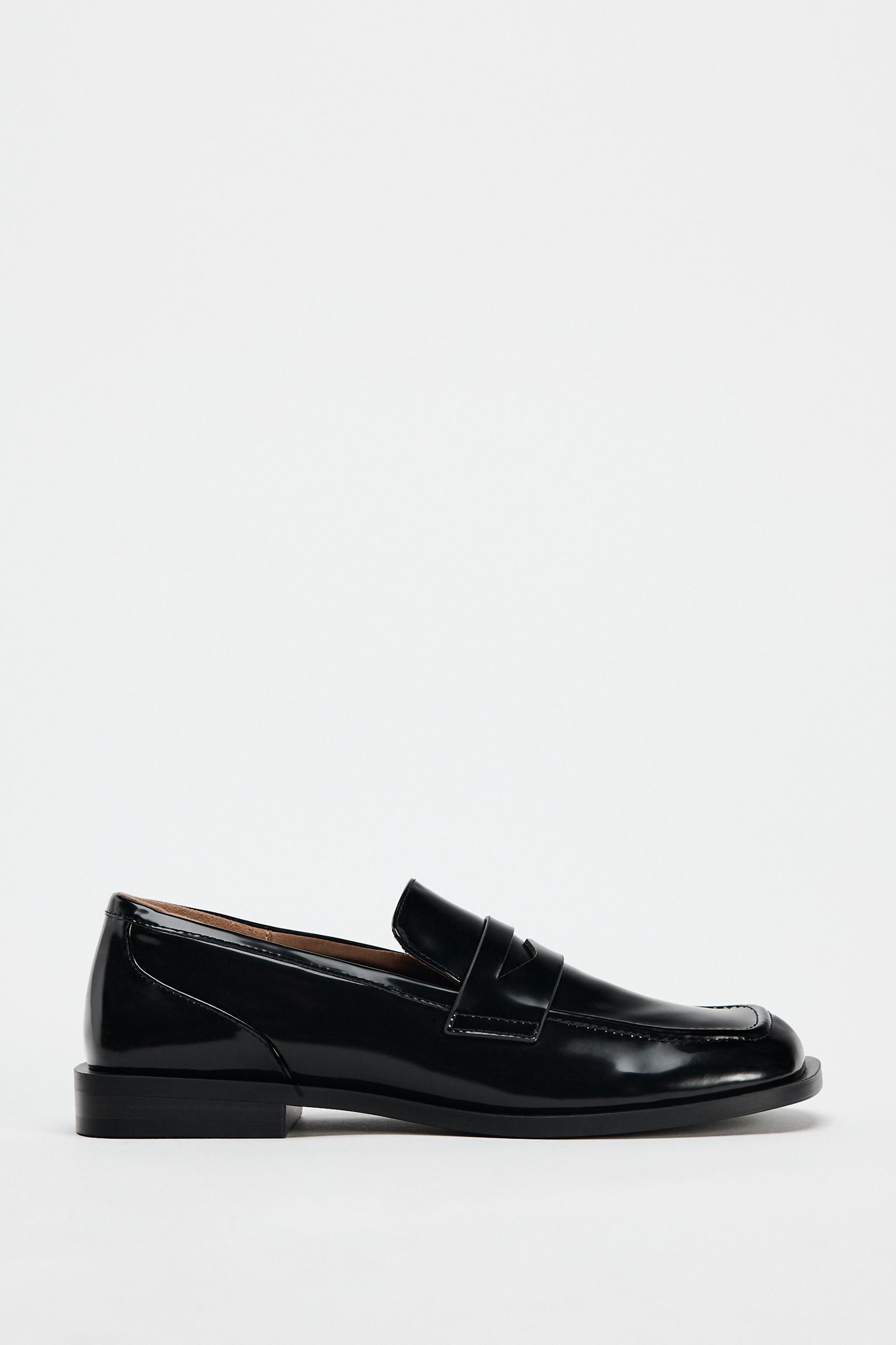 Женские Балетки ZARA FAUX PATENT LEATHER MOCCASIN ZARA