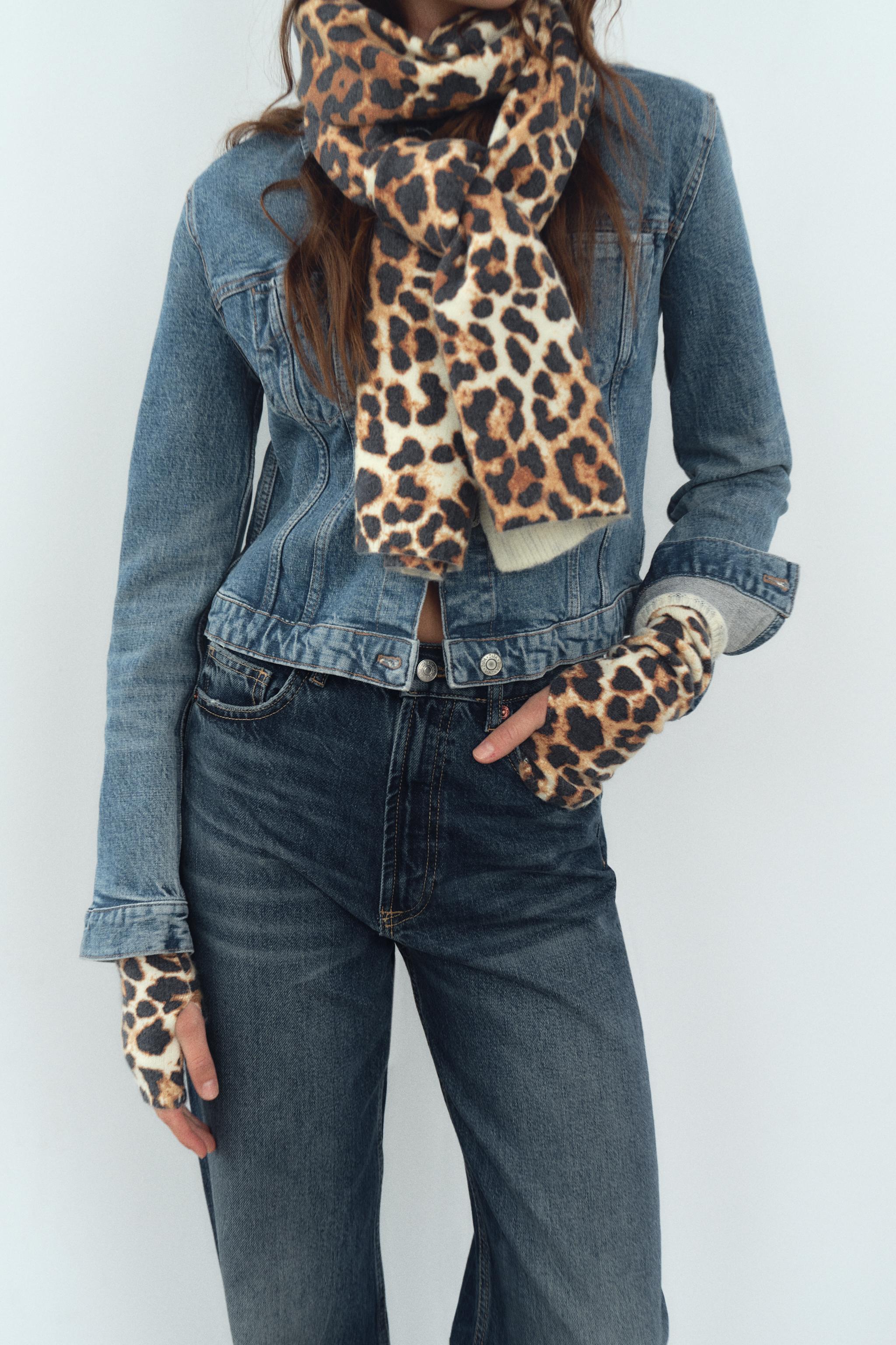 Зимние перчатки ZARA FINE KNIT ANIMAL PRINT ZARA