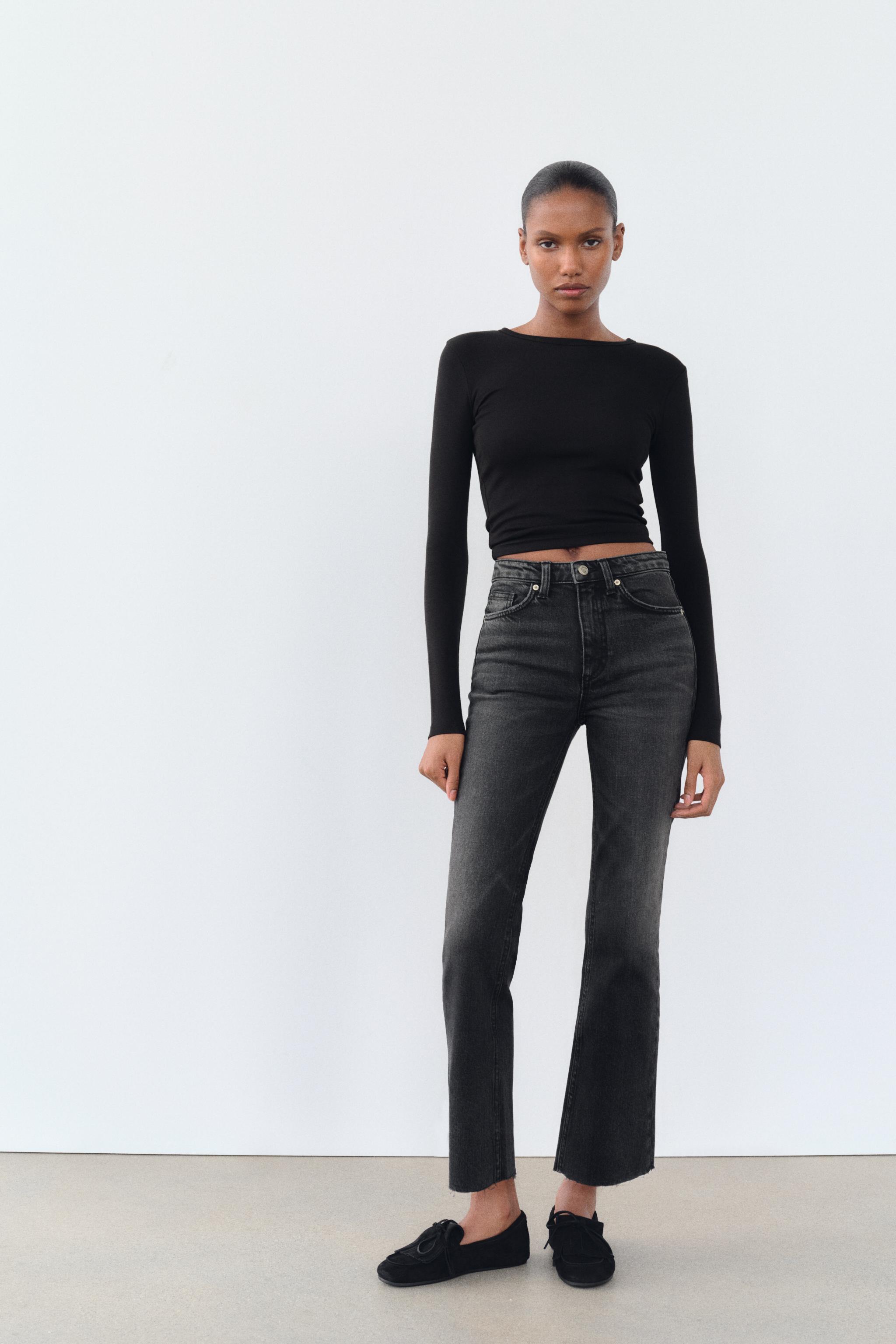 Женские Укороченные джинсы ZARA FLARED CROPPED HIGH WAIST ZARA