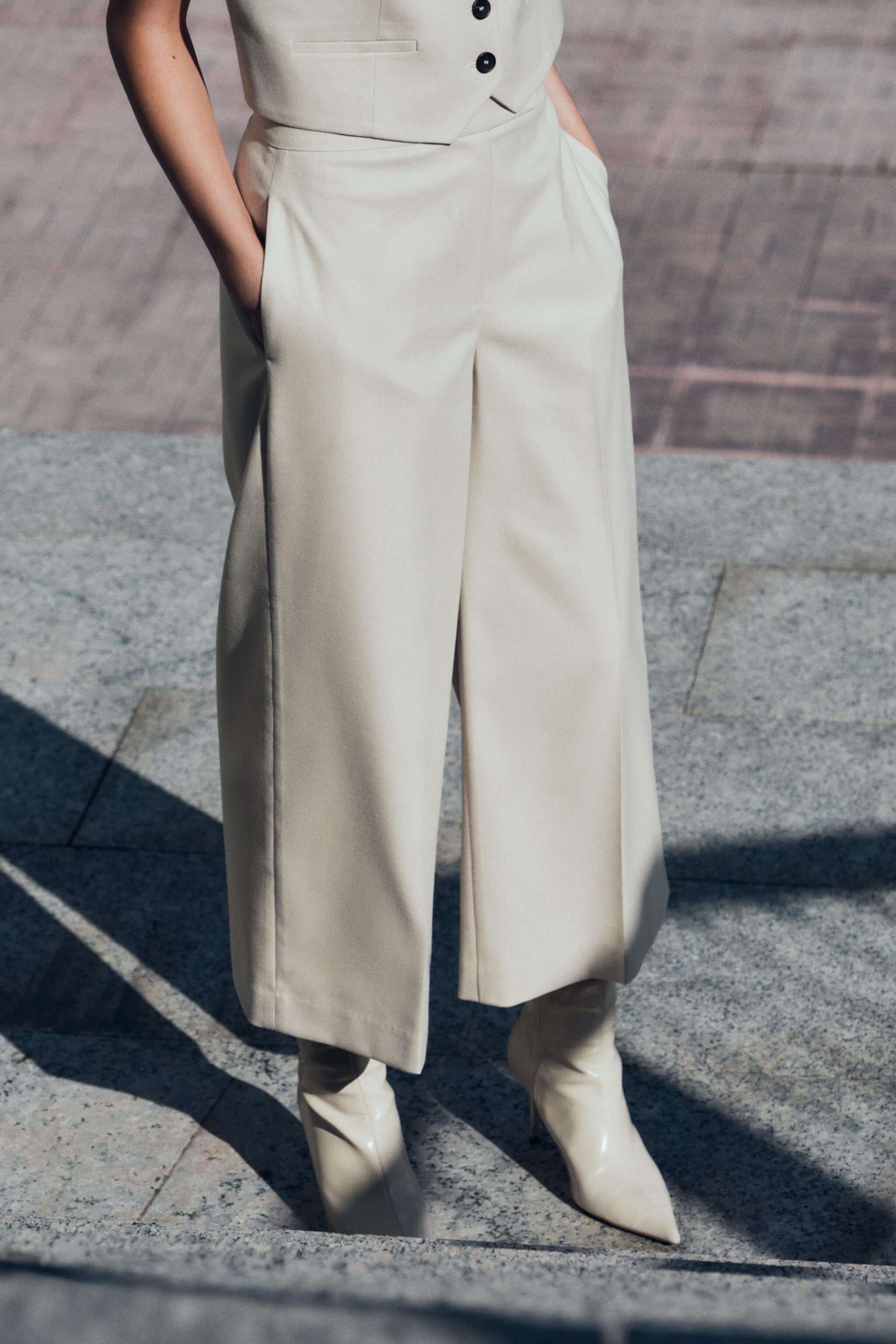 Женские Укороченные брюки Zara HIGH WAISTED CULOTTES Zara