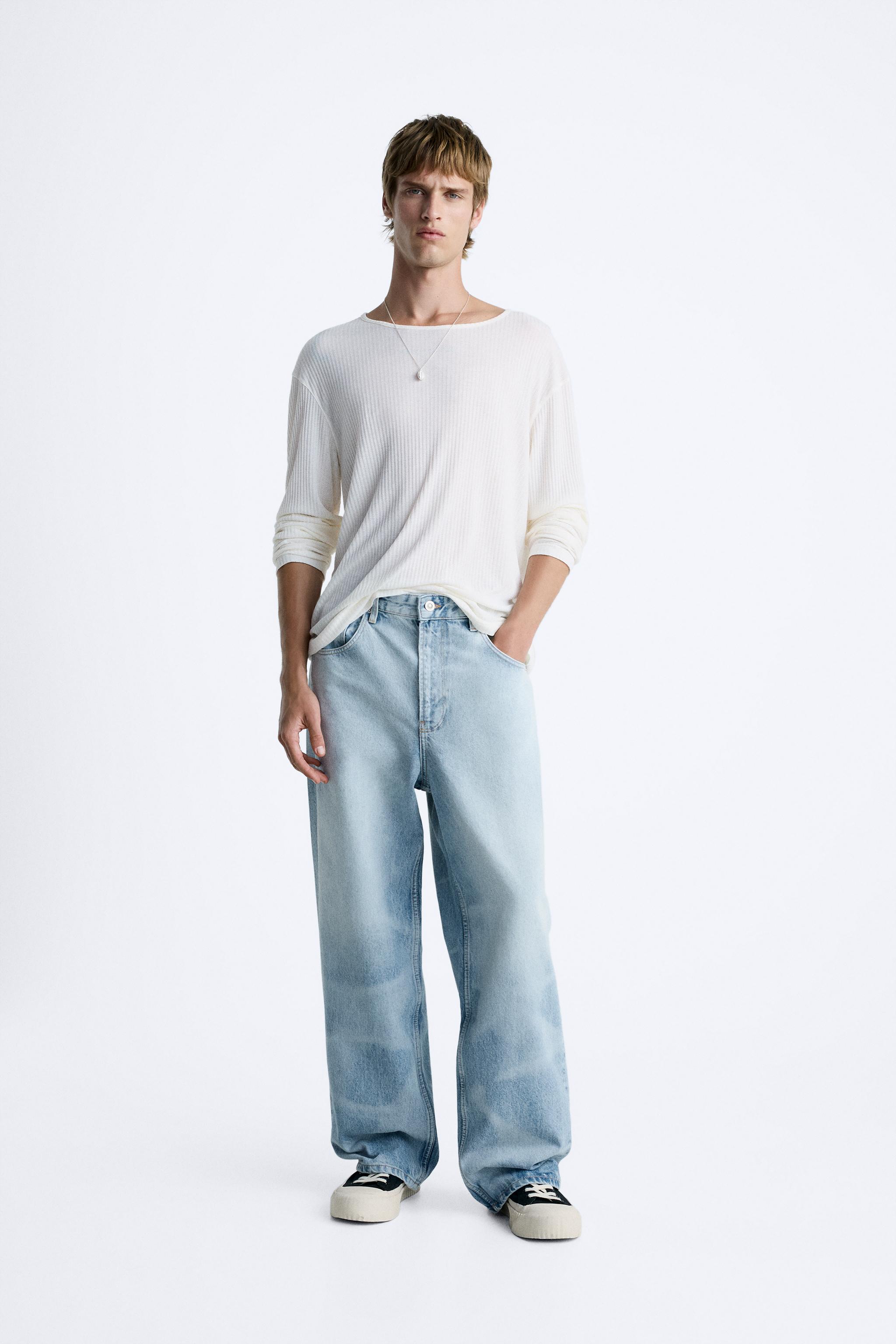 Мужские Широкие джинсы ZARA LASER WASHED BAGGY JEANS ZARA