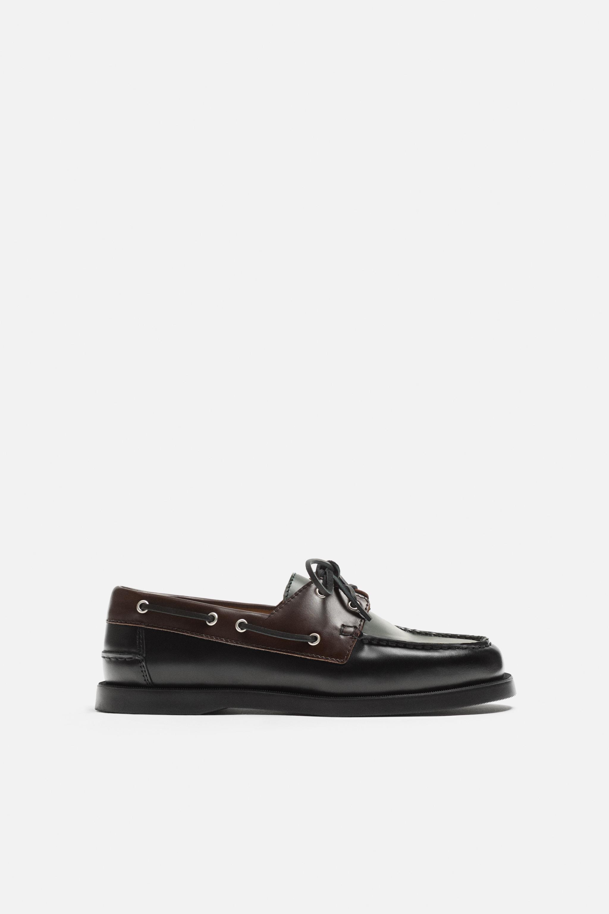 LEATHER BOAT SHOES Zara