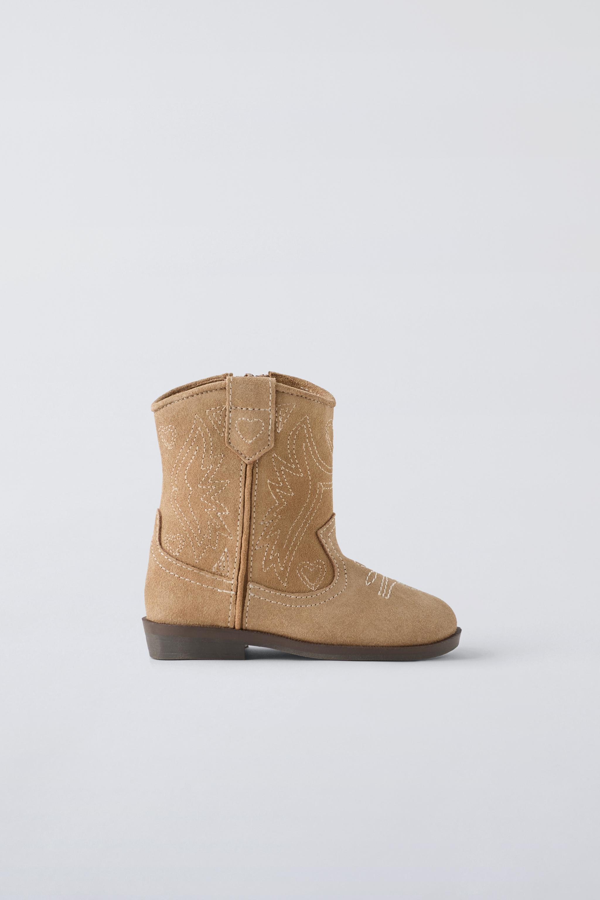 LEATHER COWBOY ANKLE BOOTS ZARA - ZARA KIDS