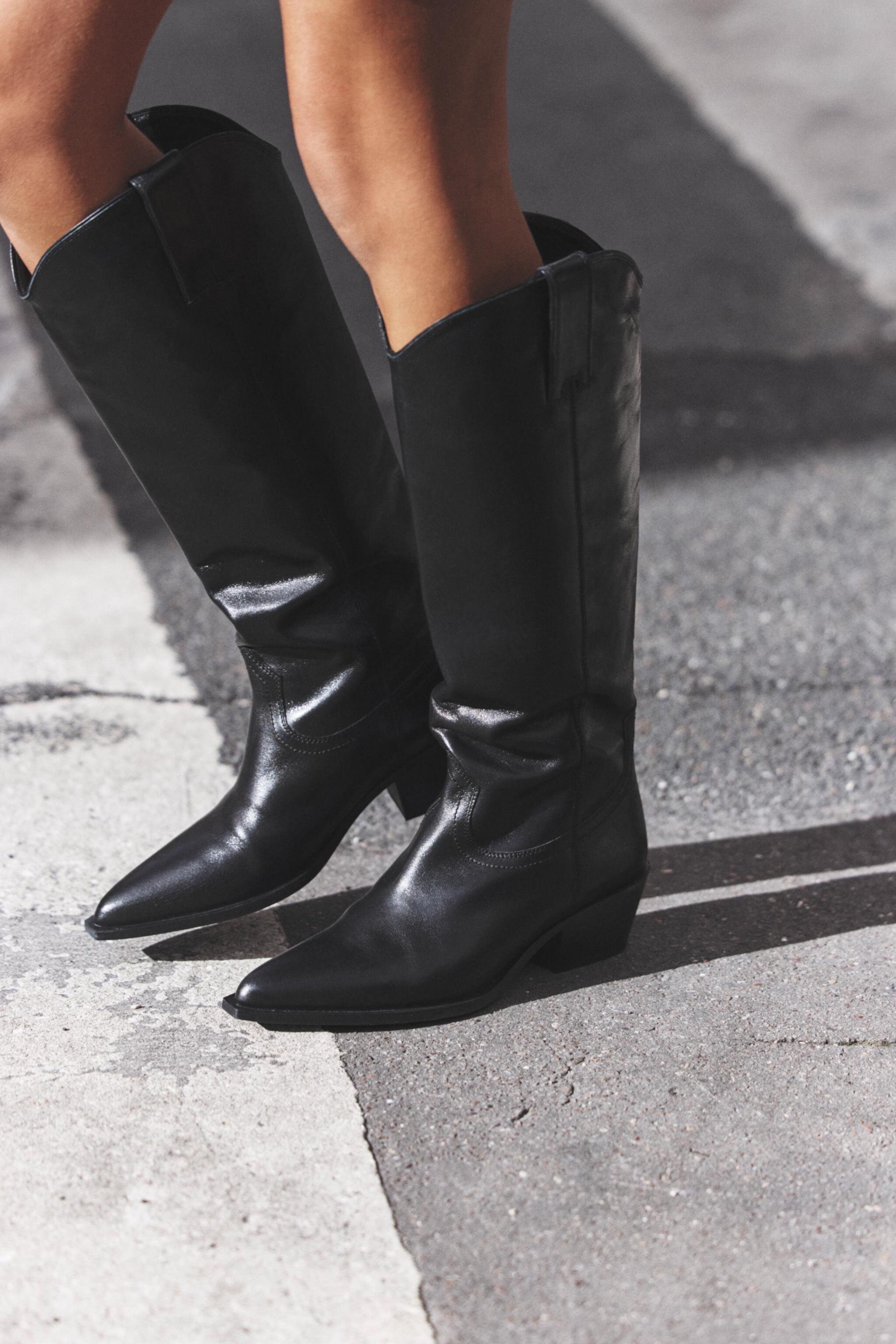 LEATHER COWBOY BOOTS Zara