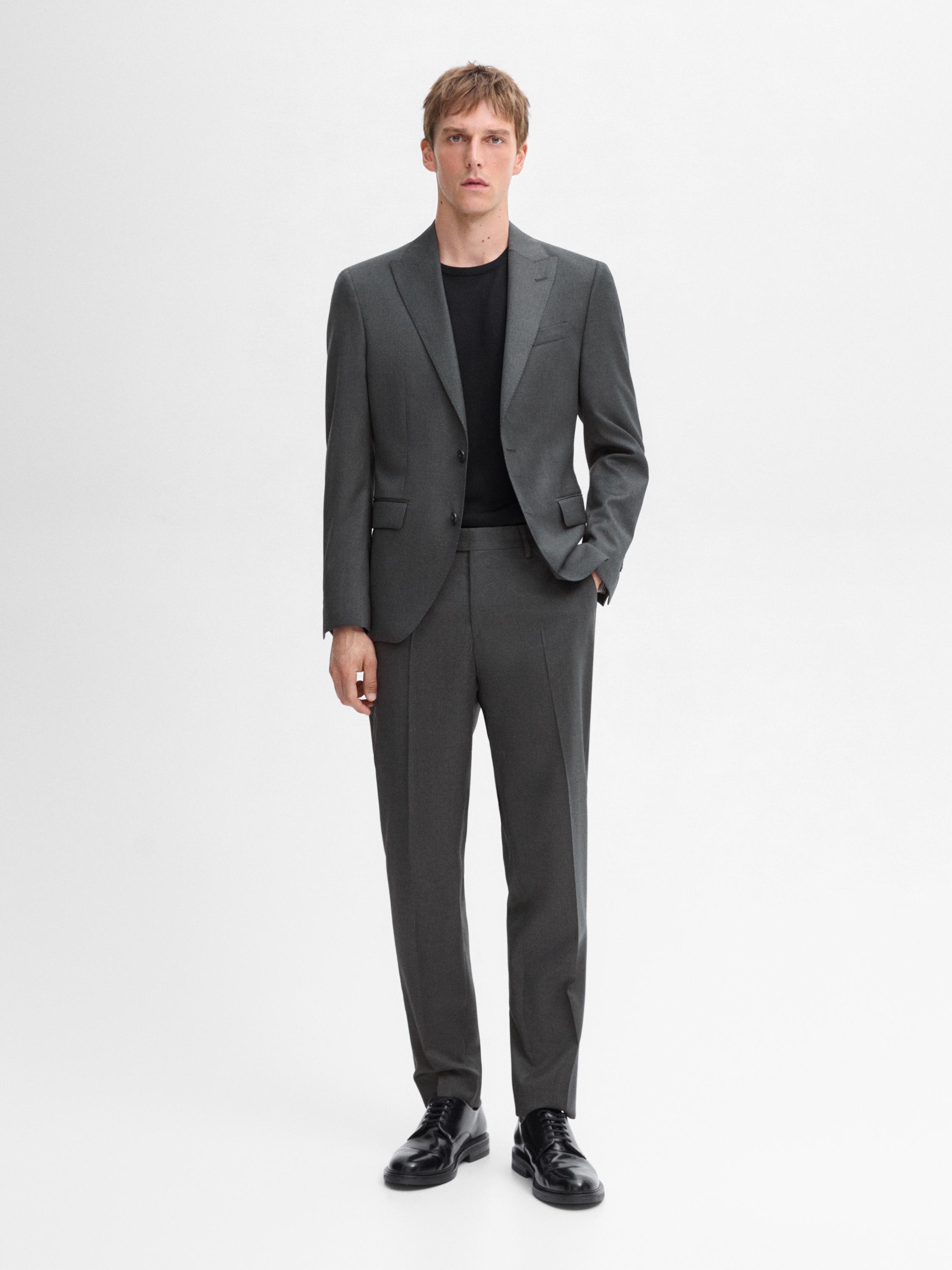 Plain 100% wool suit blazer Massimo Dutti