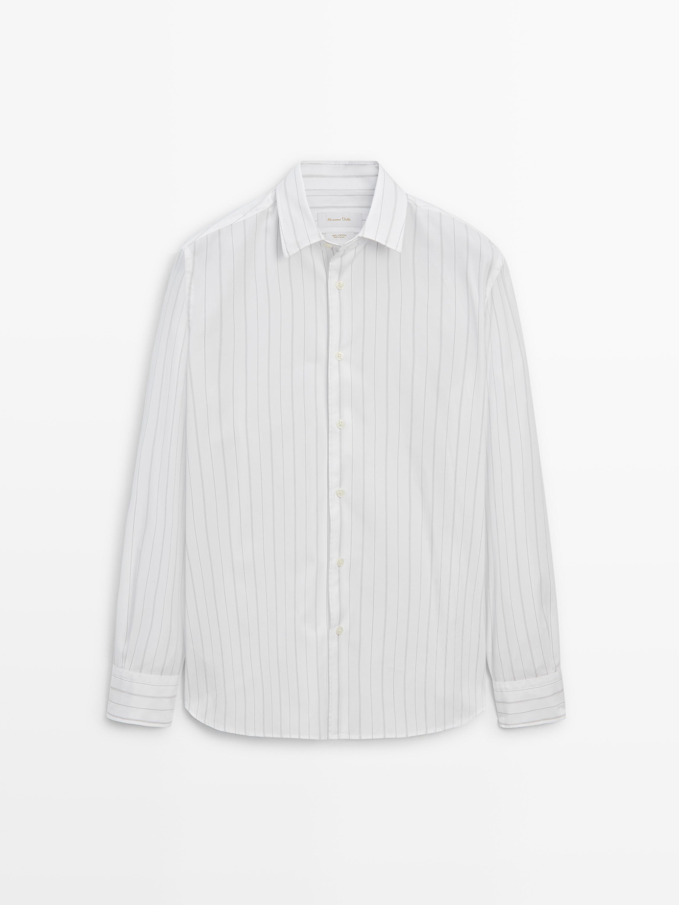 Slim fit pinstripe poplin shirt Massimo Dutti