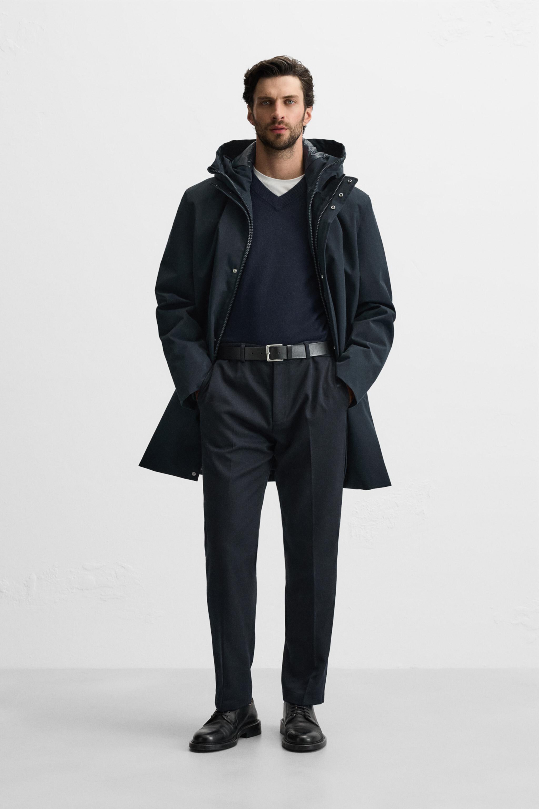 Мужская Парка ZARA TECHNICAL PARKA WITH REMOVABLE COLLAR ZARA