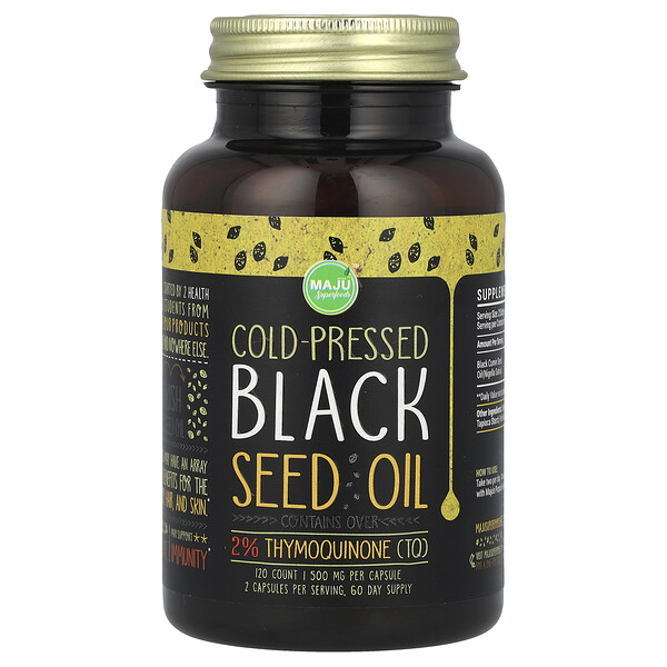 Cold-Pressed Black Seed Oil, 1,000 mg, 120 Count (500 mg per Softgel) Maju Superfoods