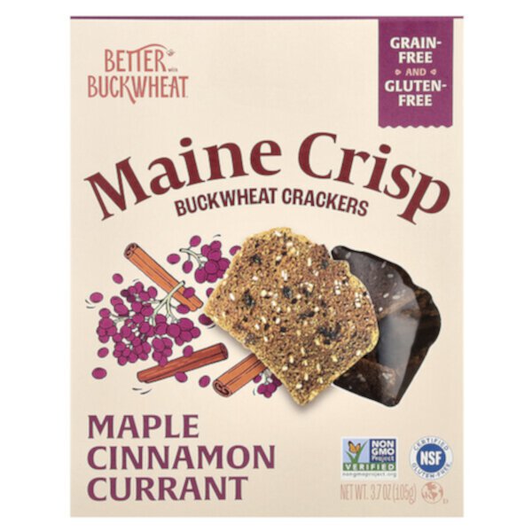 Крекеры из гречки с кленом и корицей Maine Crisp, 105 г, без зерновых Better with Buckwheat