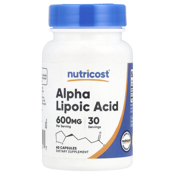 Alpha Lipoic Acid, 600 mg, 60 Capsules (Капсулы) (300 mg per Serving (Порция)) Nutricost