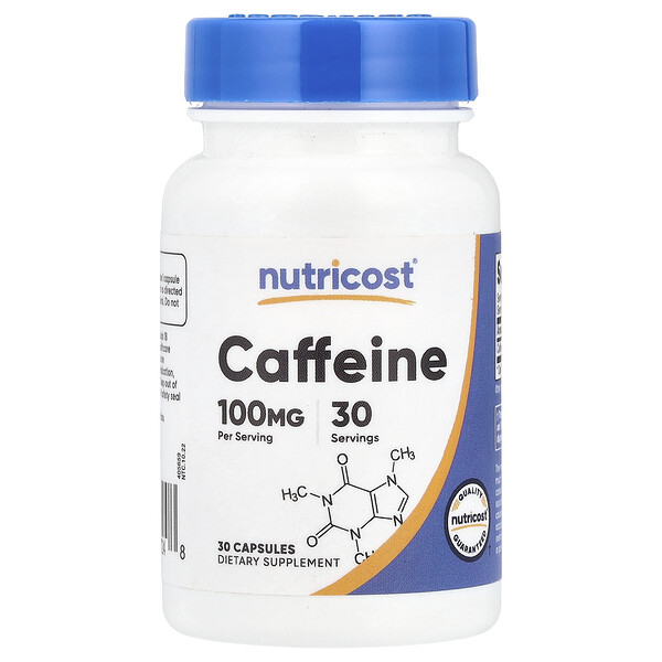 Caffeine, 100 mg, 30 Capsules (Капсулы) Nutricost