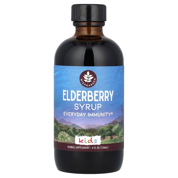 Kids, Elderberry Syrup, 4 fl oz (Жидкие унции) (120 ml) WishGarden Herbs