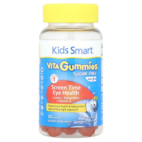 Kids Smart® Vita Gummies (Жевательные конфеты), Screen Time Eye Health, Sugar Free, Ages 3+, Citrus Punch, 30 Gummies Bioglan