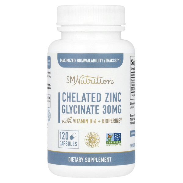 Chelated Zinc Glycinate, 120 Capsules (Капсулы) SMNutrition