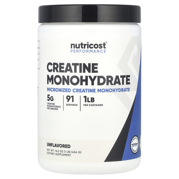 Performance, Creatine Monohydrate, Unflavored (Без вкуса), 1 lb (Фунты) (454 g) Nutricost