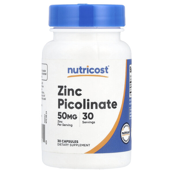 Zinc Picolinate, 50 mg, 30 Capsules (Капсулы) Nutricost