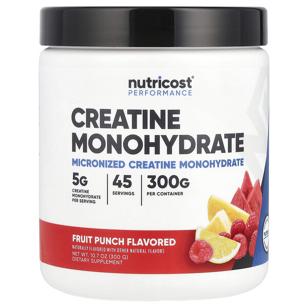 Performance, Creatine Monohydrate, Fruit Punch, 10.7 oz (Унции) (300 g) Nutricost