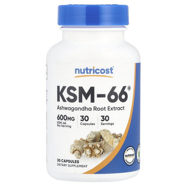 KSM-66®, 600 mg, 30 Capsules (Капсулы) Nutricost