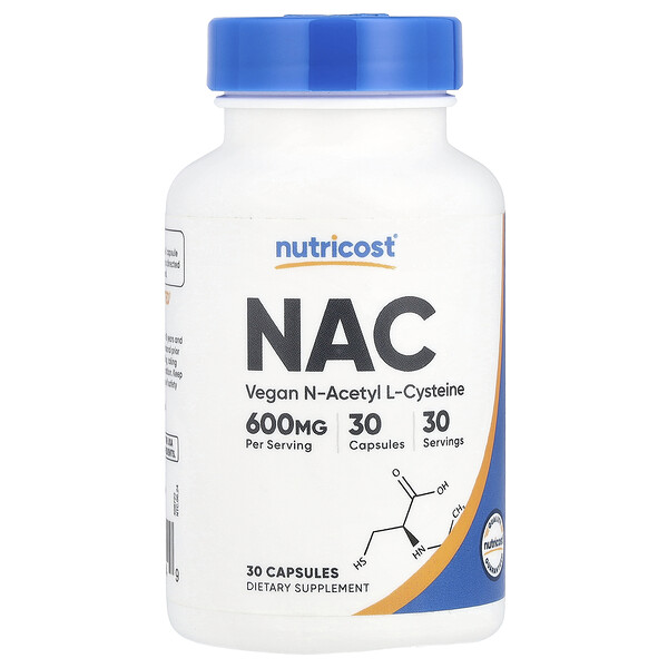 NAC, 600 mg, 30 Capsules (Капсулы) Nutricost