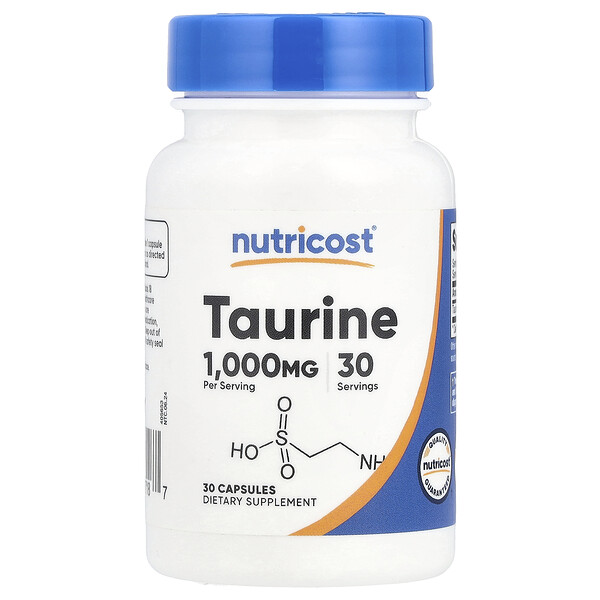 Taurine, 1,000 mg, 30 Capsules (Капсулы) Nutricost