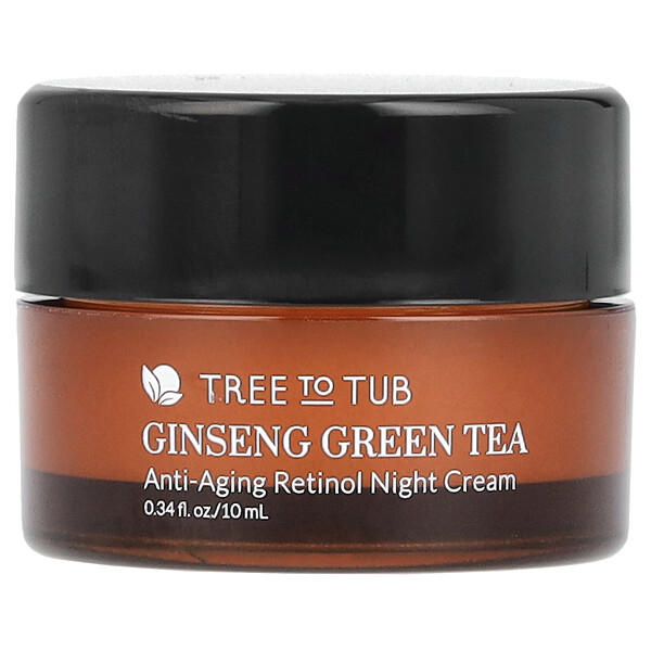 Ginseng Green Tea, Anti-Aging Retinol Night Cream, 0.34 fl oz (10 ml) Tree To Tub