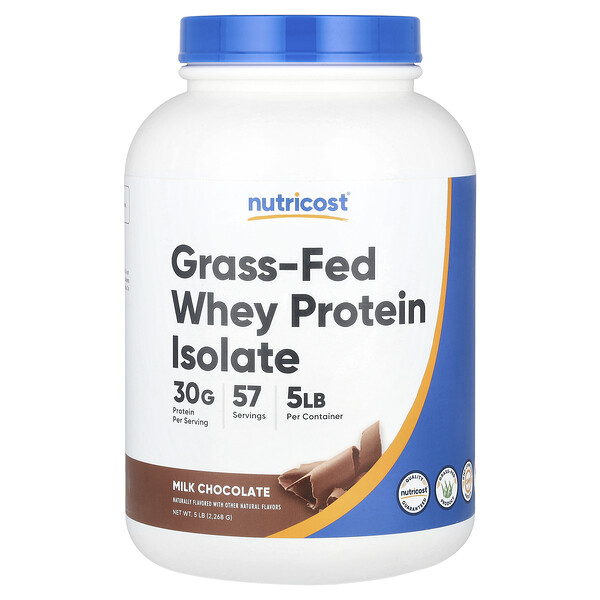 Grass-Fed Whey Protein Isolate, Milk Chocolate, 5 lb (Фунты) (2,268 g) Nutricost