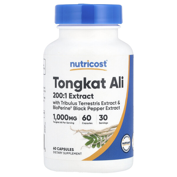 Tongkat Ali, 1,000 mg, 60 Capsules (Капсулы) (500 mg per Capsule) Nutricost